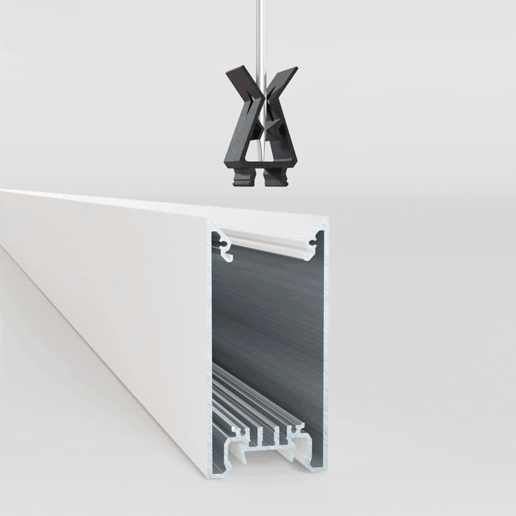 Animation zur Montage des Kabelhalters im Profil DEEPLINE L