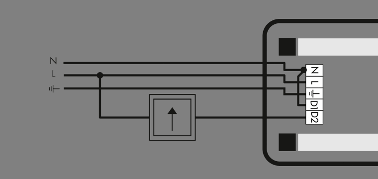 Schaltplan einer Switch Dim Installation
