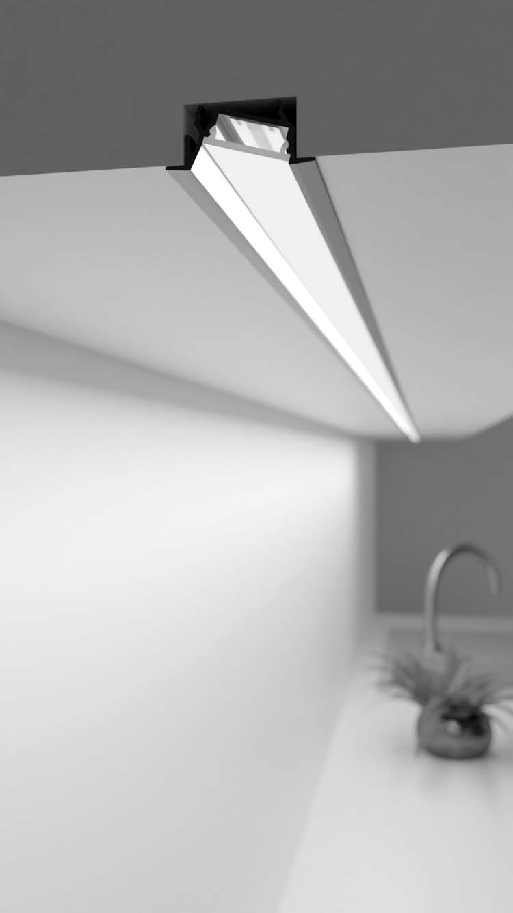 LED Alu Profil FQ - Anwendung Küche schwarz-weiß