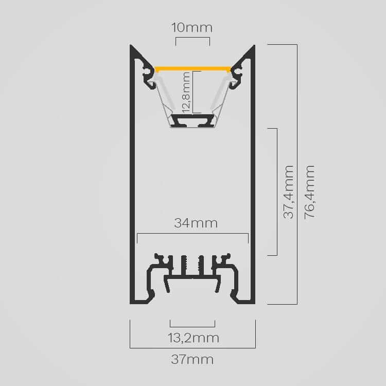 LED Alu Profil DEEPLINE L mit COEX12 Abdeckung in der Profilansicht