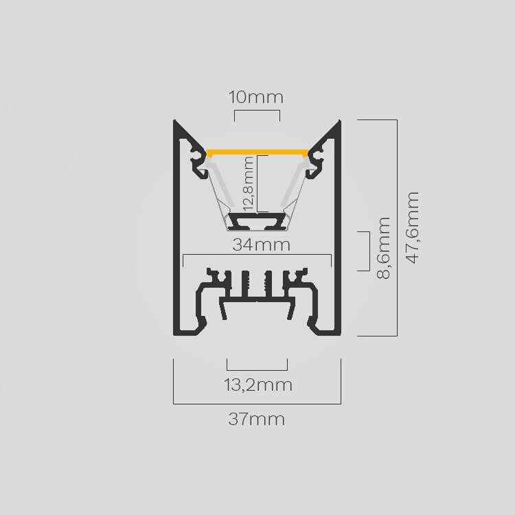 LED Alu Profil DEEPLINE M mit COEX12 Abdeckung in der Profilansicht