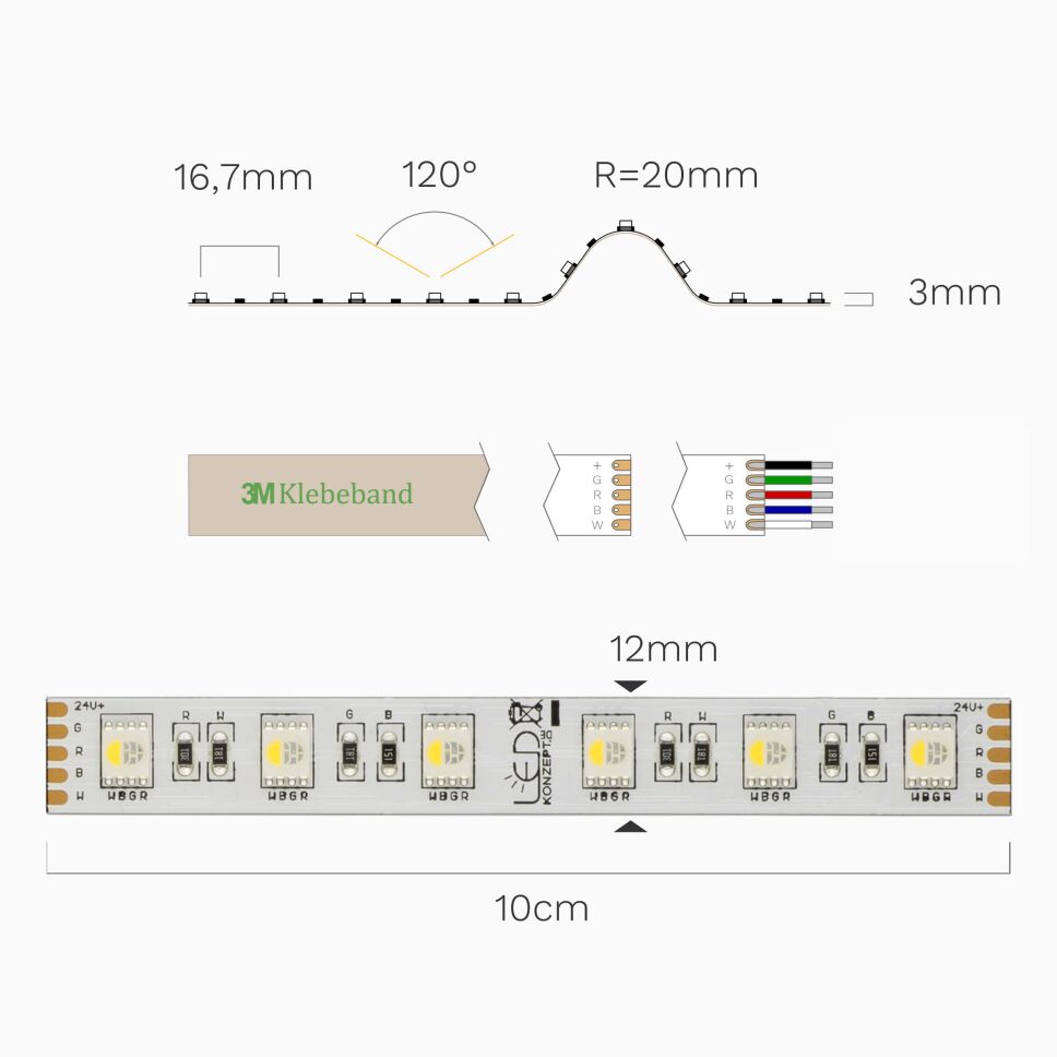 RGBW LED Strip 4in1 Chips f. homogene Ausleuchtung, 98,10 €