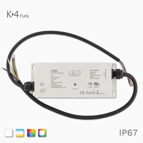 Draufsicht K-4 Funk RGBW-RGB CCT LED Funk Empfänger mit IP Schutzklassse IP67