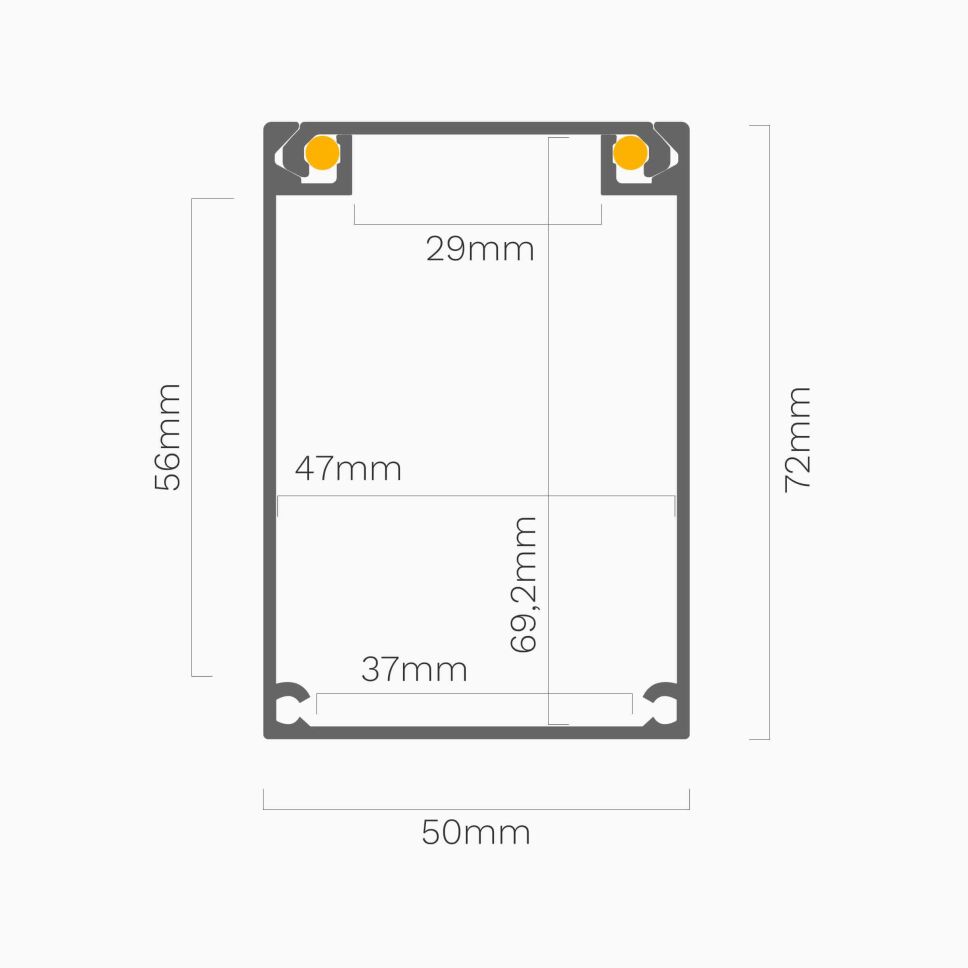 hohe Ausführung der Netzteil-Box, 200cm mit Endkap, 130,00 €