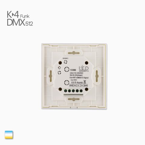 Rückseite des DMX K-4 Funk Wand-Controllers für LED Streifen