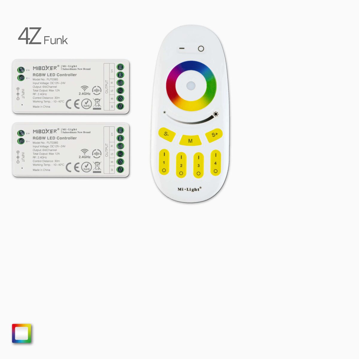 Funksteuerung und 2 Controller für RGBW LED Streif, 55,90 €