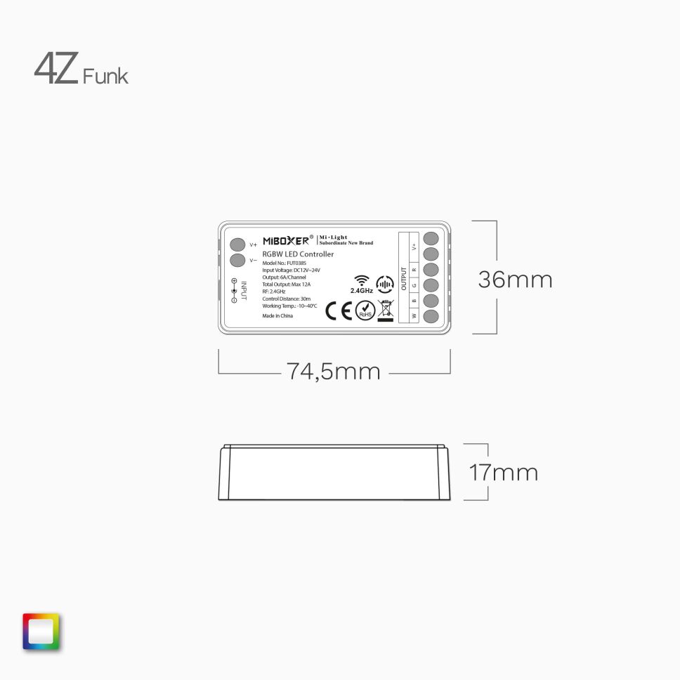 Funk-Wifi Steuerung für RGBW LED Strips mit 2 Cont, 95,90 €