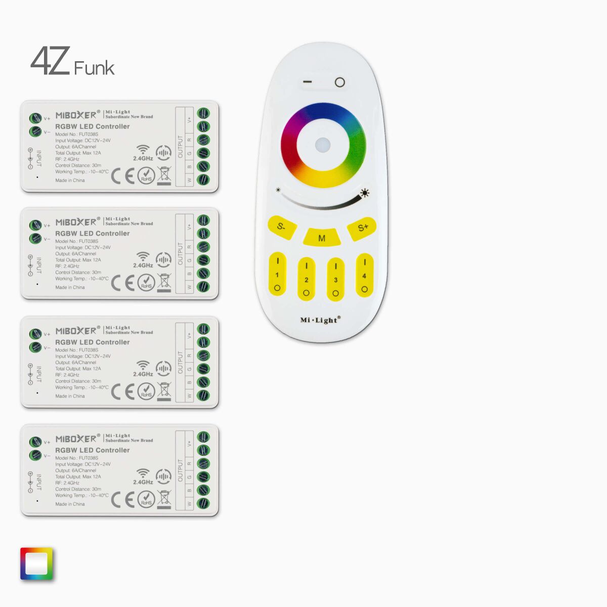 Funksteuerung und 4 Controller für RGBW LED Streif, 91,90 €