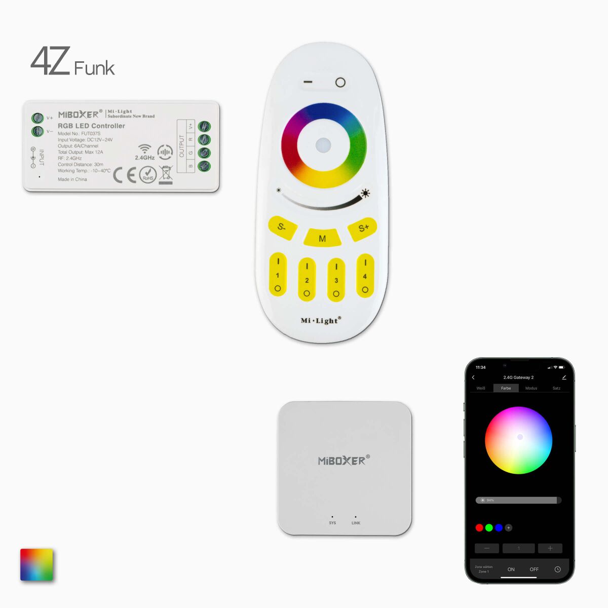 1 Funk Controller für RGB LED mit Fernbedienung un, 77,90 €