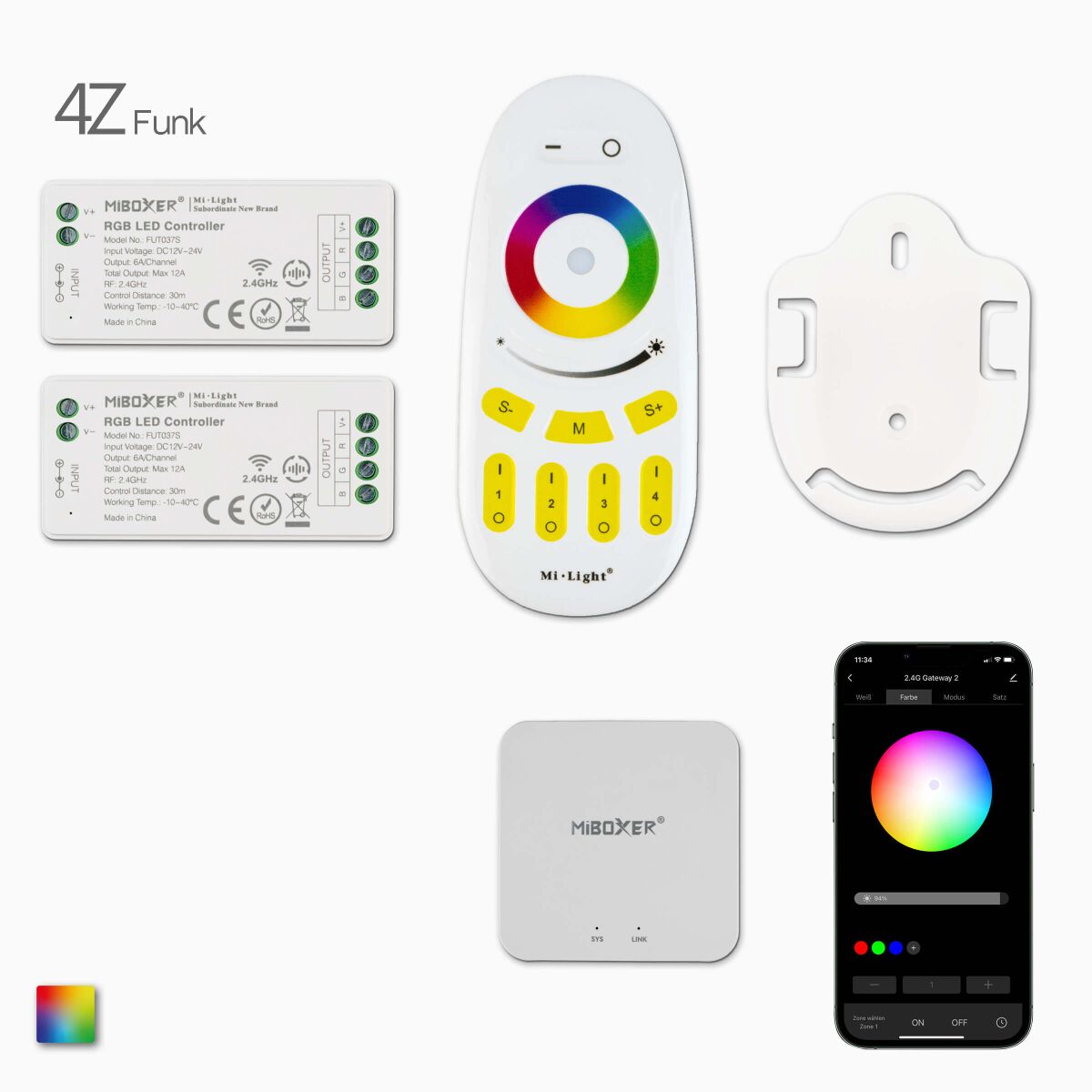RGB LED Funksteuerung mit Wifi und 2 Funk Controll, 98,80 €