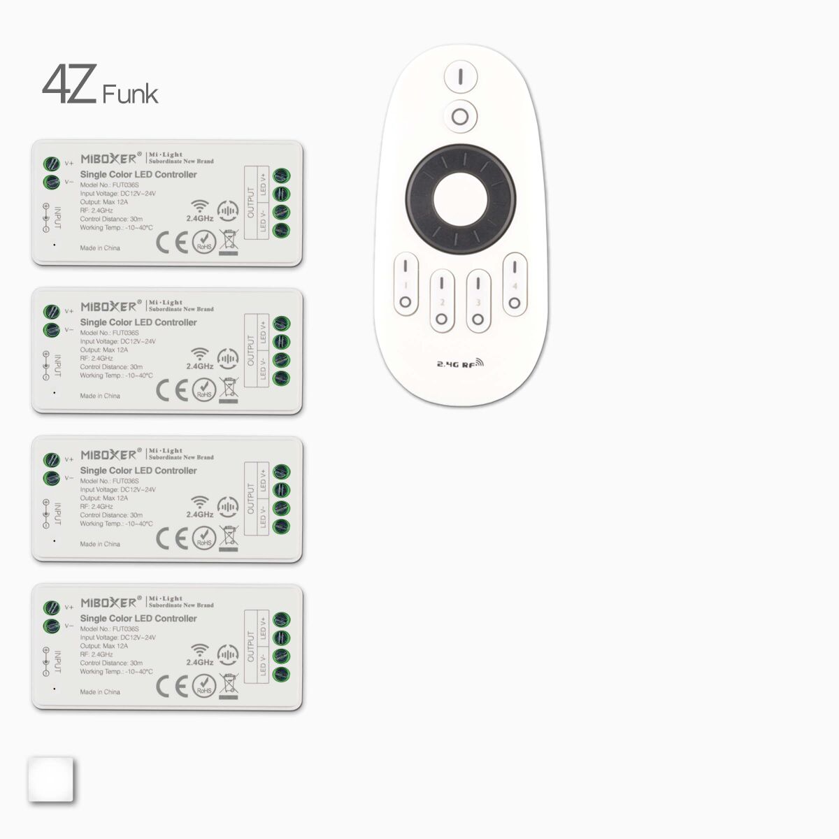 Set aus 1 Funk-Fernbedienung und 4 Funk LED Dimmer, 86,90 €