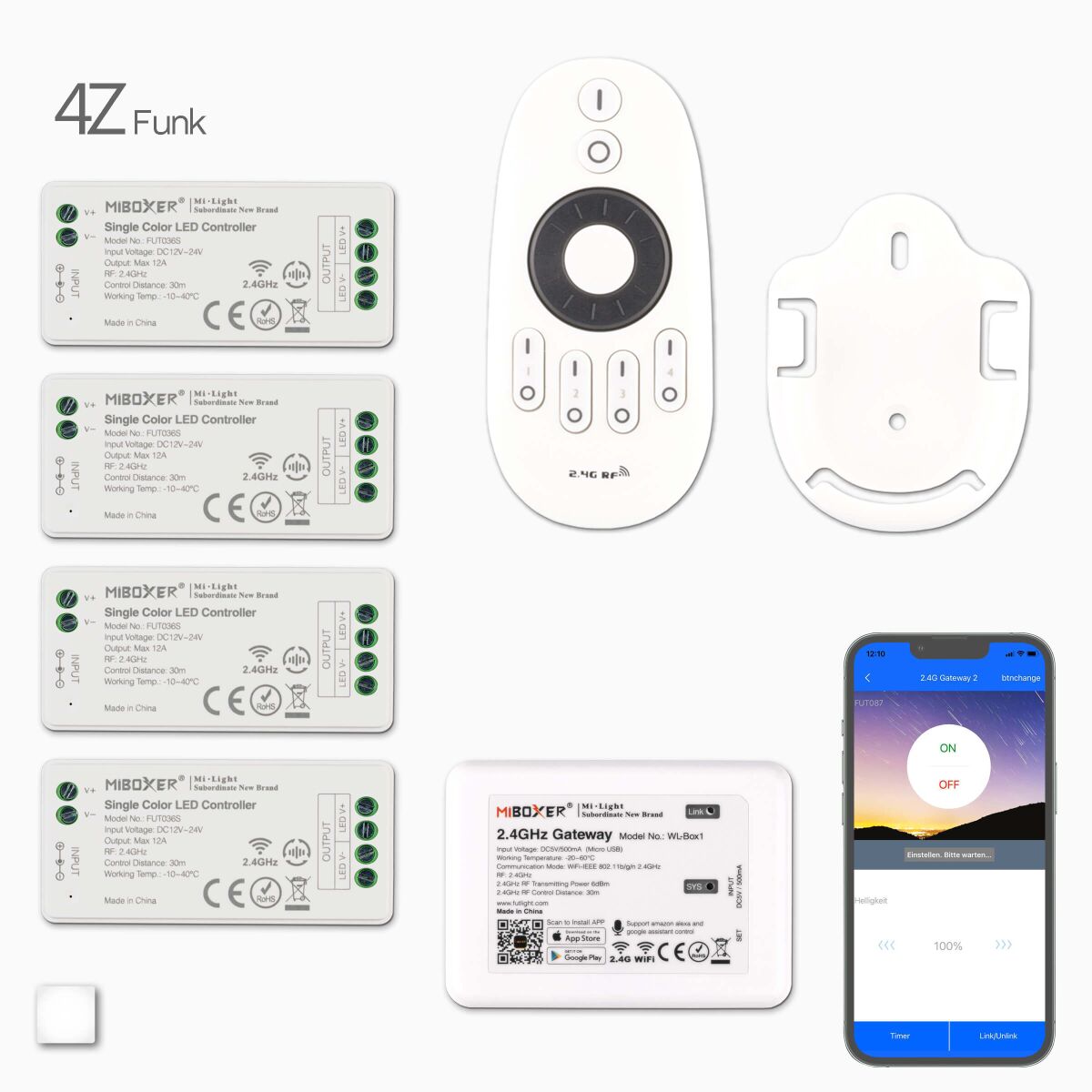4 Zonen Dimmer-Set mit Funk-Fernbedienung und Wifi, 129,80 €