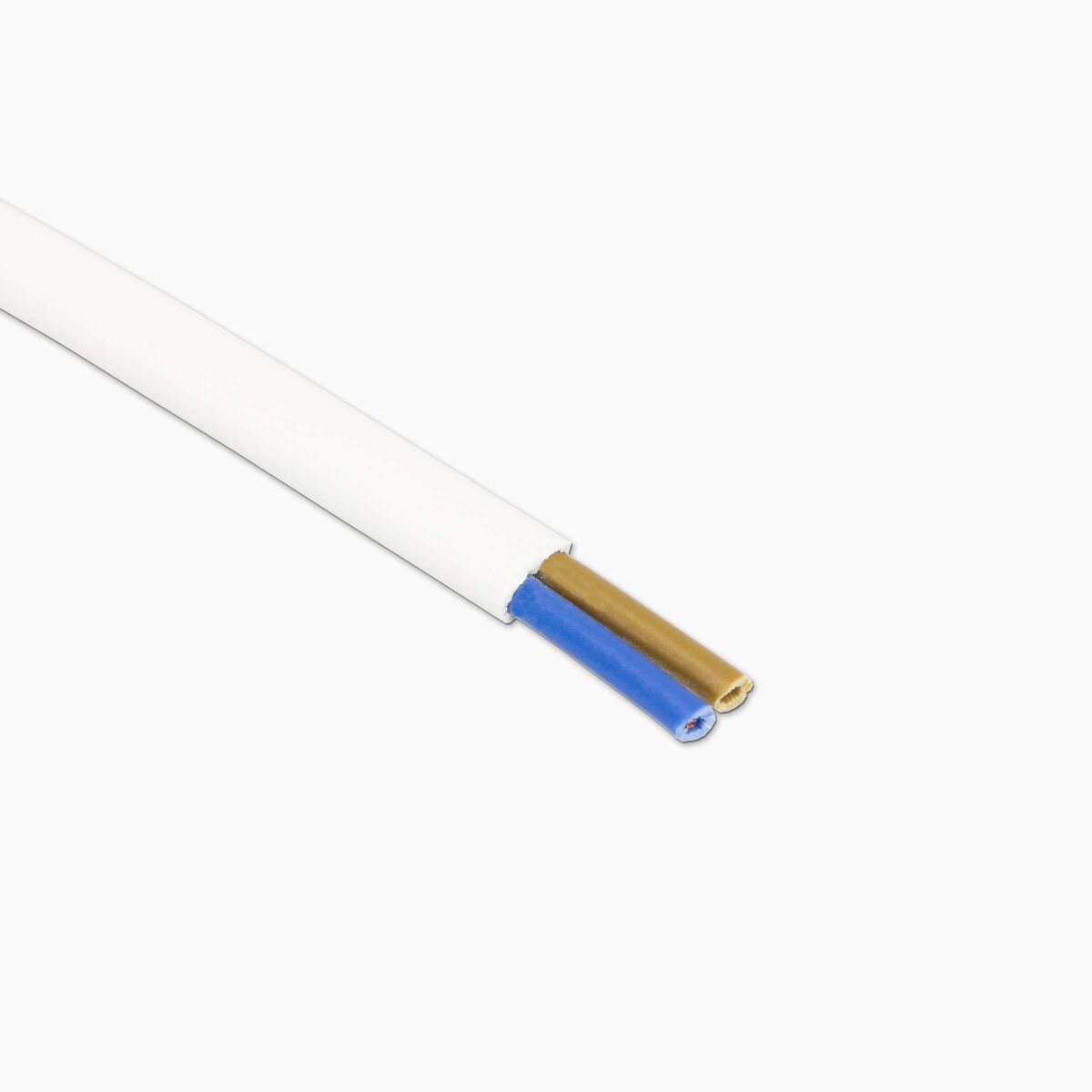 weiße Zwillingslitze mit PVC Mantelung mit 0,75mm², 0,99 €