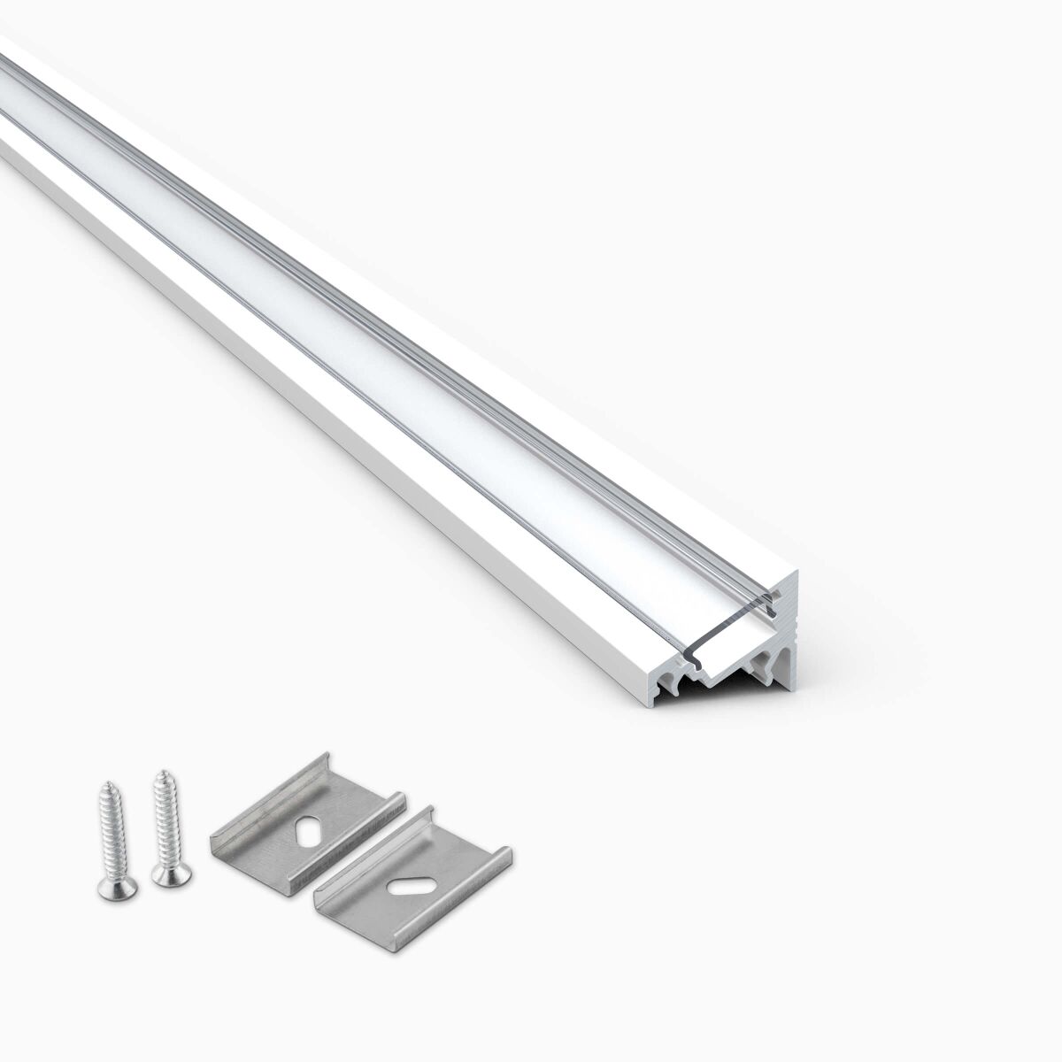 RAL9003 weißes LED Alu Eckprofil, klare Abdeckung , 8,25 €