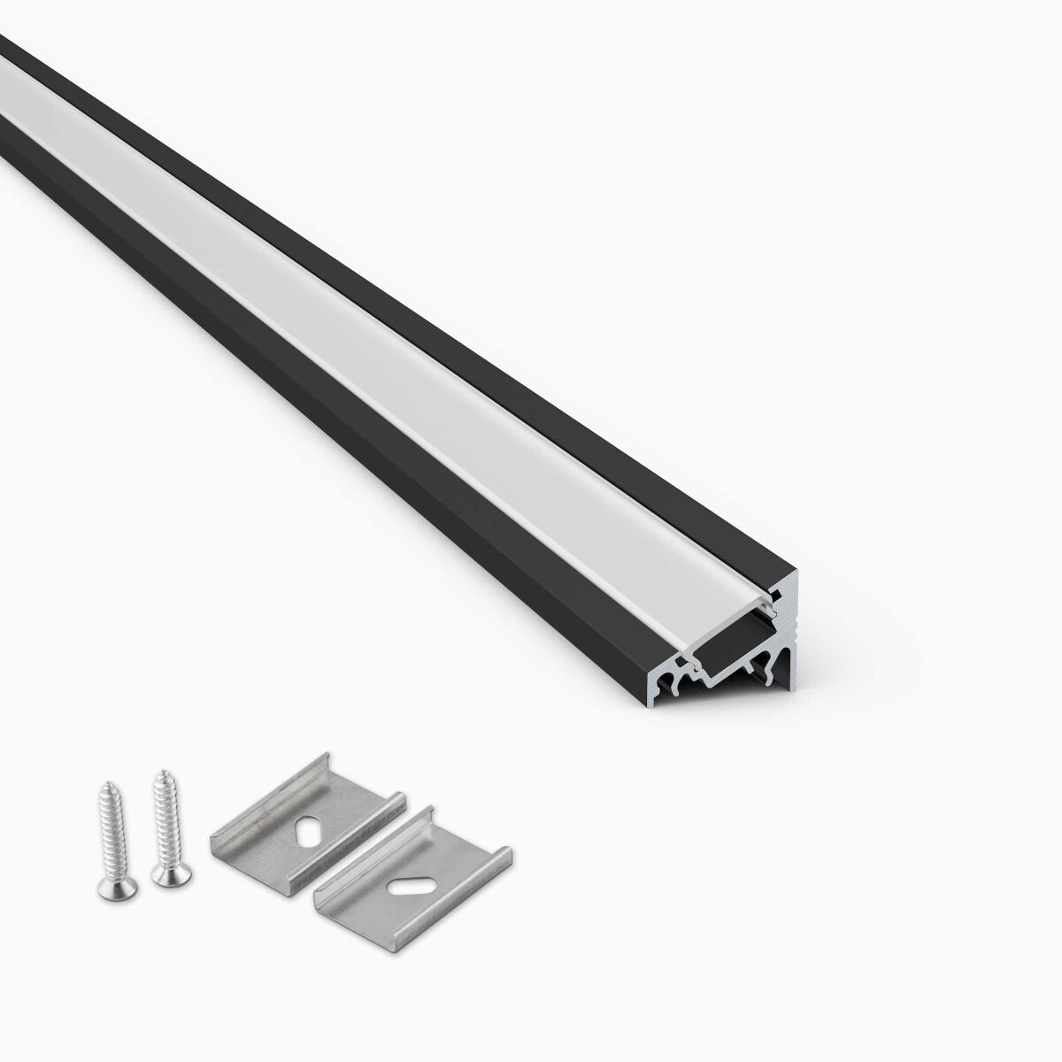 schwarzes LED Alu Profil mit weißer Abdeckung, 49c, 8,25 €