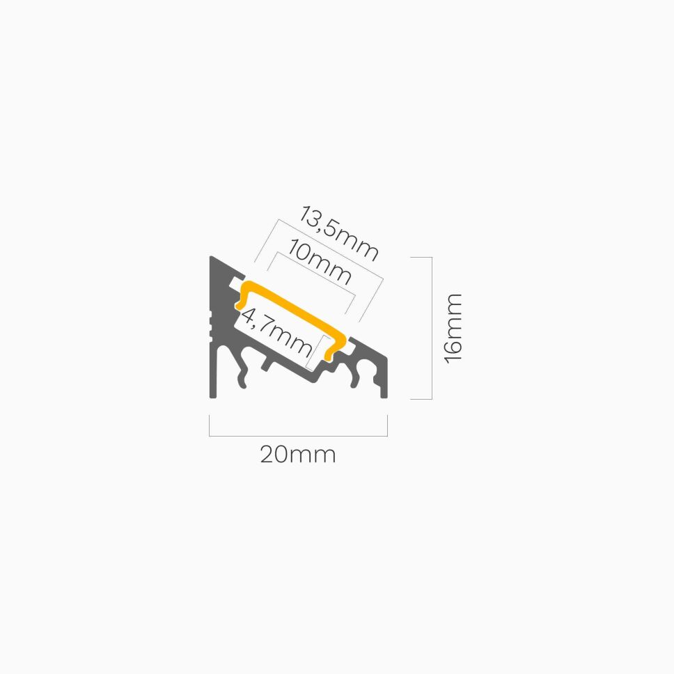 schwarzes Alu Profil mit 60° Abstrahlwinkel, opal , 29,00 €