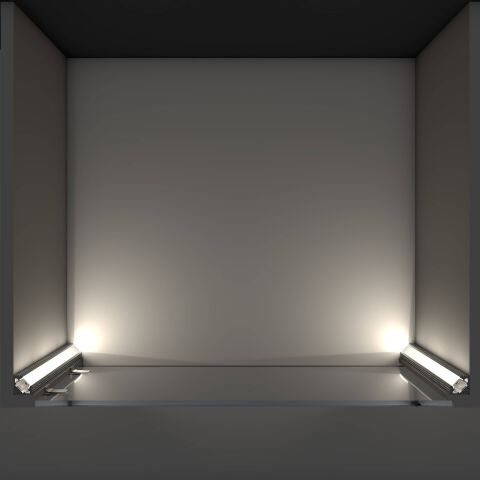 zweiseitige Vitrinenbeleuchtung aus der Ecker heraus mit dem LED Alu Profil EK