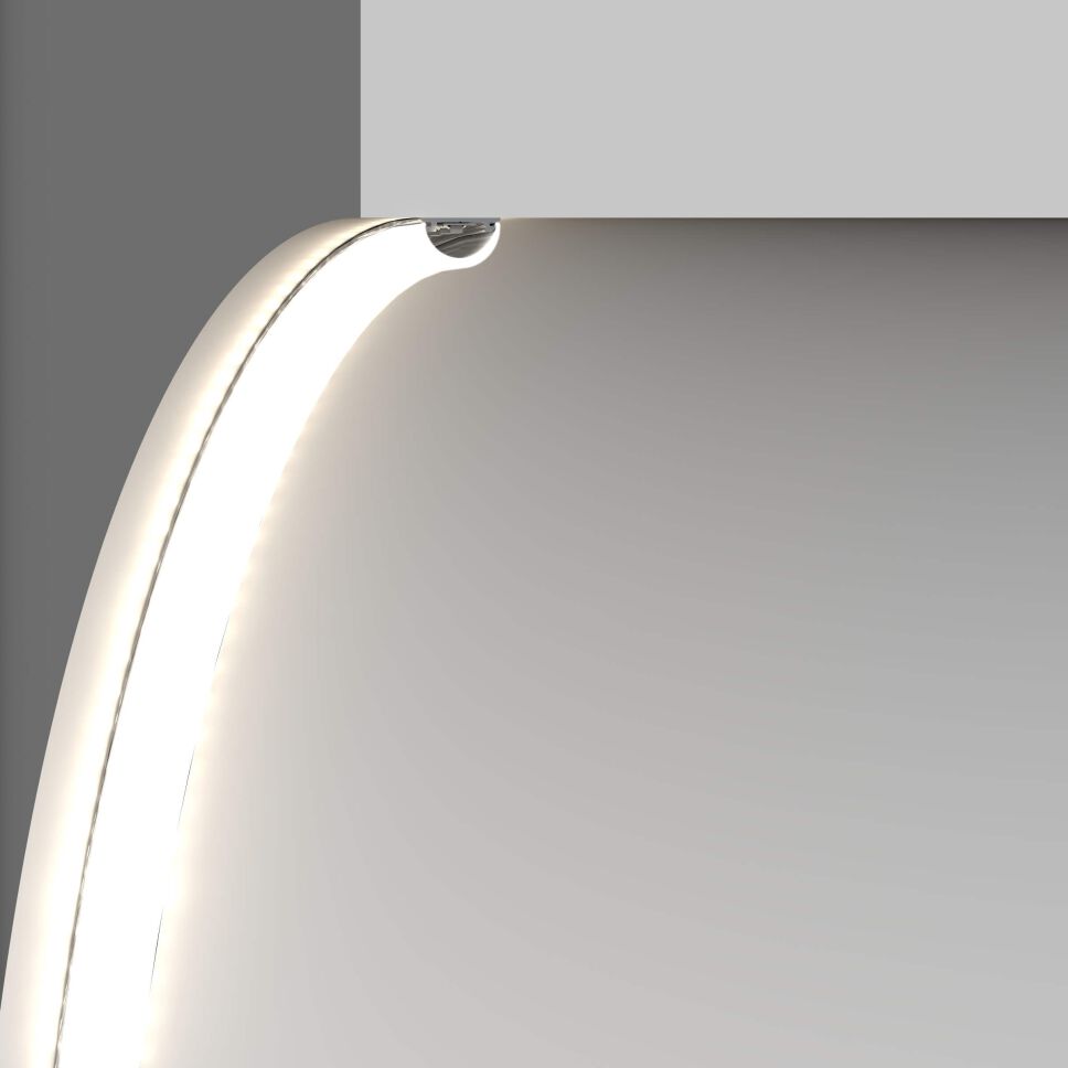 Anwendungsbeispiel Profil FLEX, Aufputzbeleuchtung an einer Rundung, weiß leuchtend, punktfrei