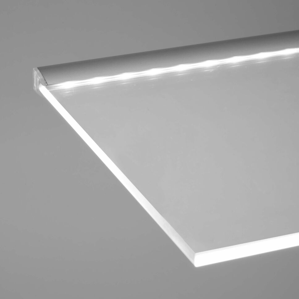 Anwendung Glaskantenbeleuchtung einseitig mit dem LED Alu Profil G6