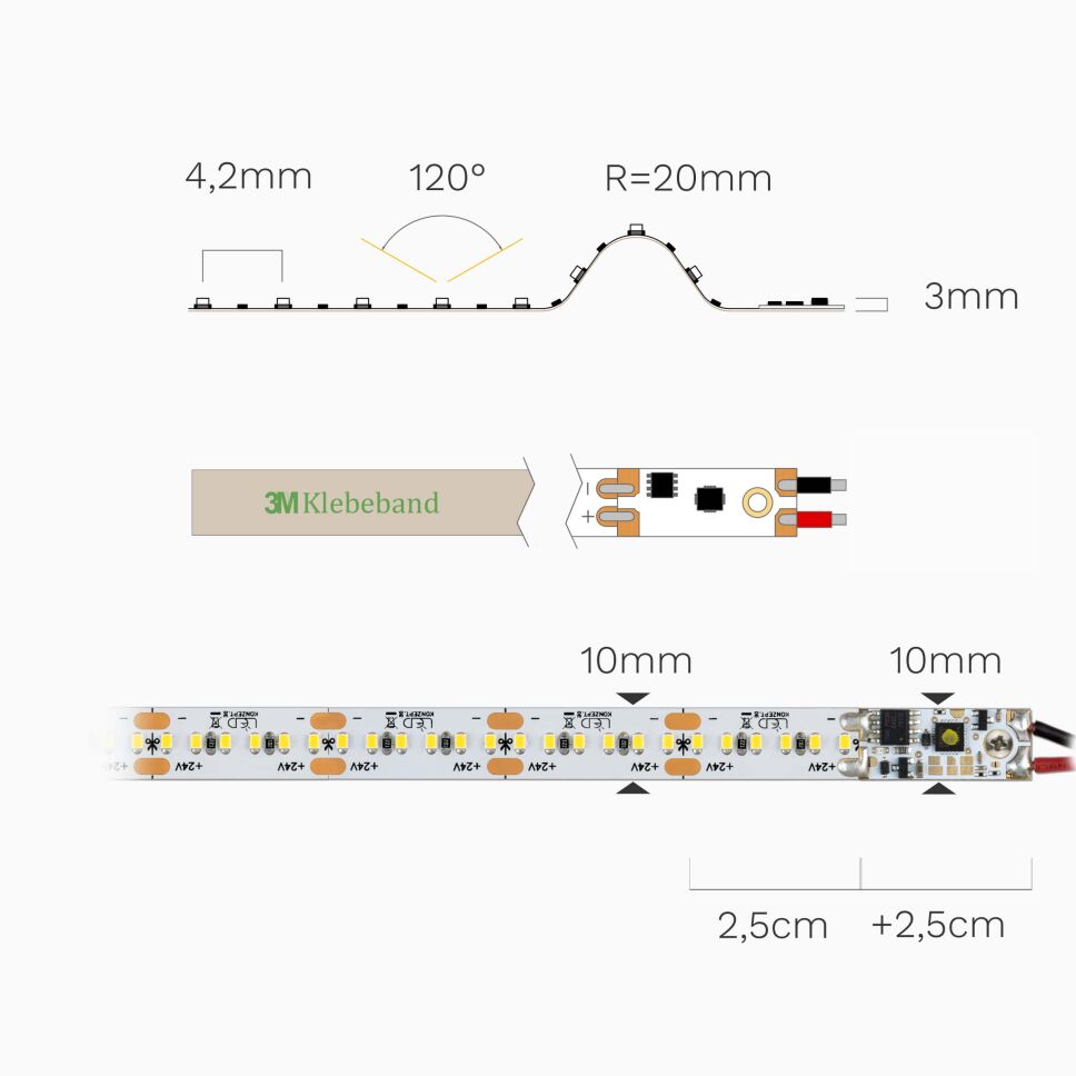 LED Streifen mit Leuchtfarbe 940 und Profil-Dimmer, 24,70 €