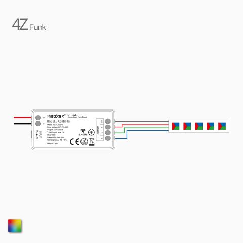 Schaltplan vom Anschluss eines RGB LED Streifens an den 4Z RGB LED Funk Controller