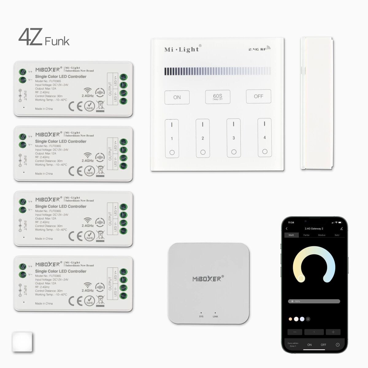 4 LED Funk-Dimmer, Wandsteuerung und Wifi Schnitts, 141,98 €