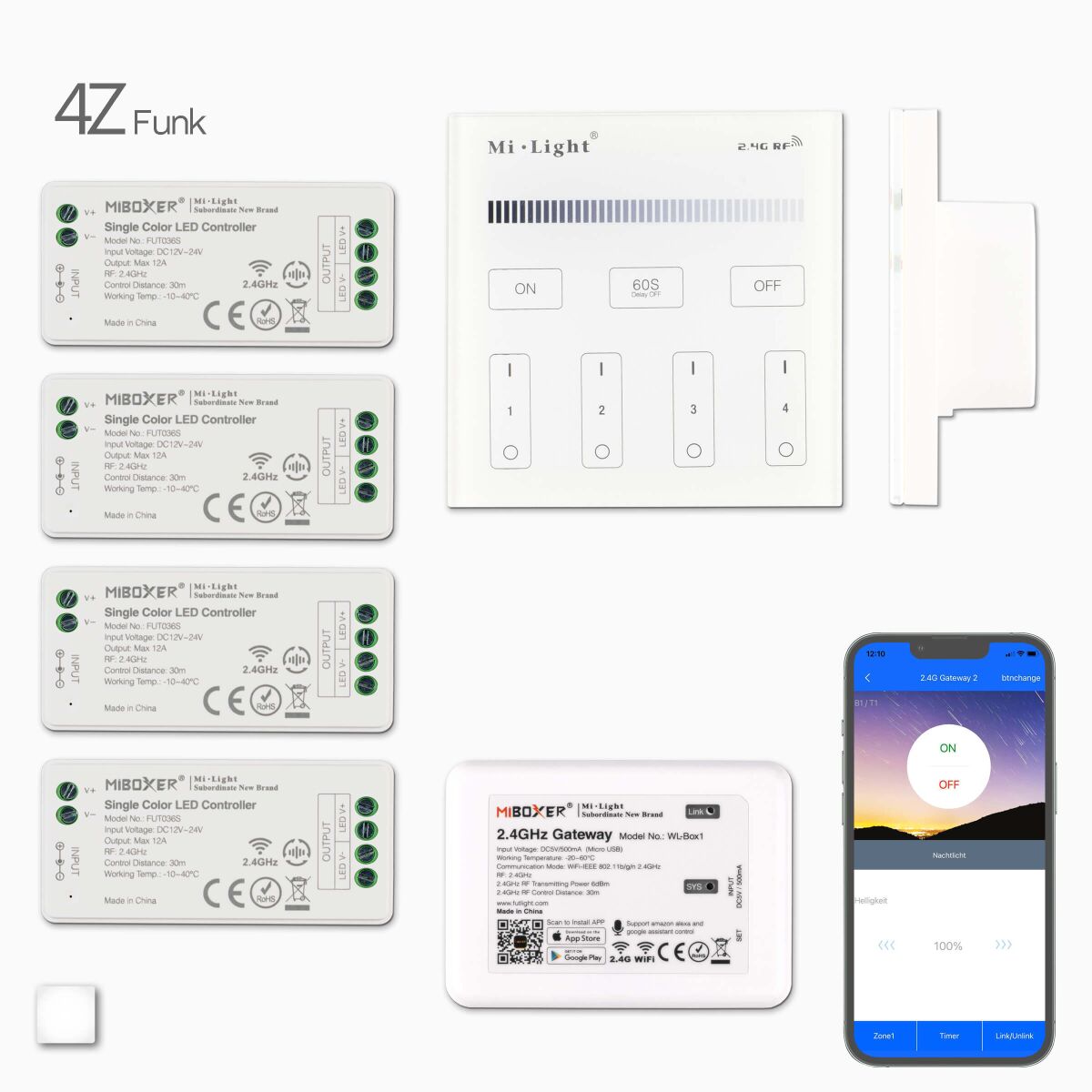 LED Funk-Wandsteuerung mit Wifi Controller und 4 D, 141,98 €
