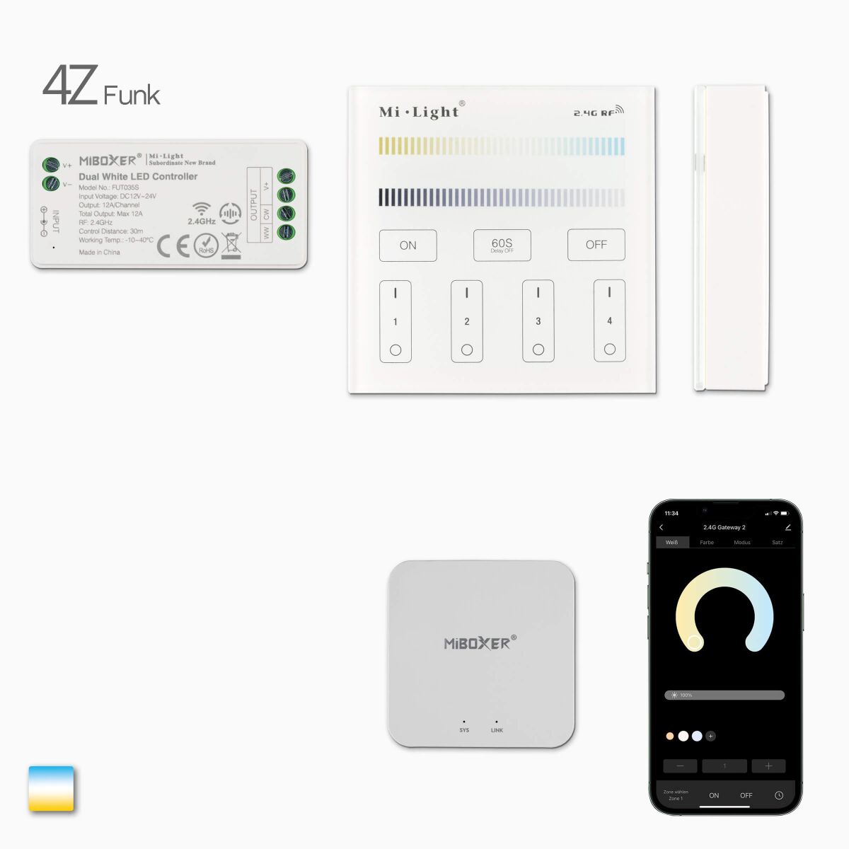 Wandcontroller Set: Funksteuerung für CCT LED Stre, 87,98 €