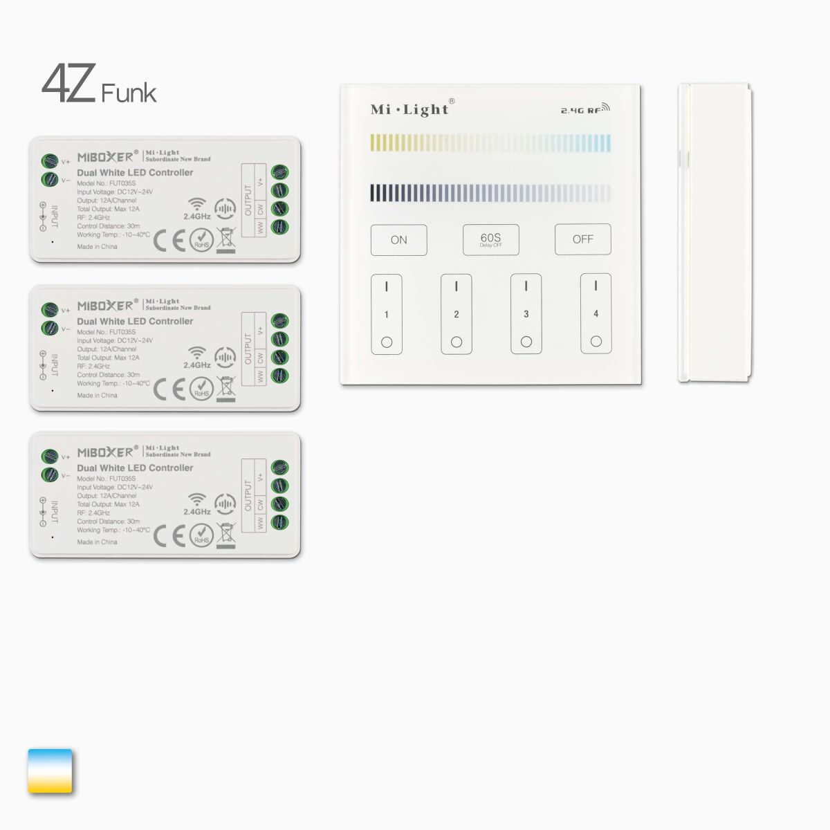 3 Zonen Wandsteuerung für dualweiße CCT LED Streif, 83,99 €