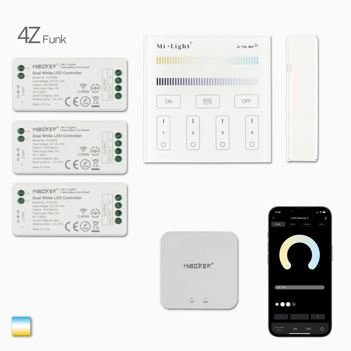 3 Zonen Funk und Wifi Steuerung von tunable white , 123,98 €