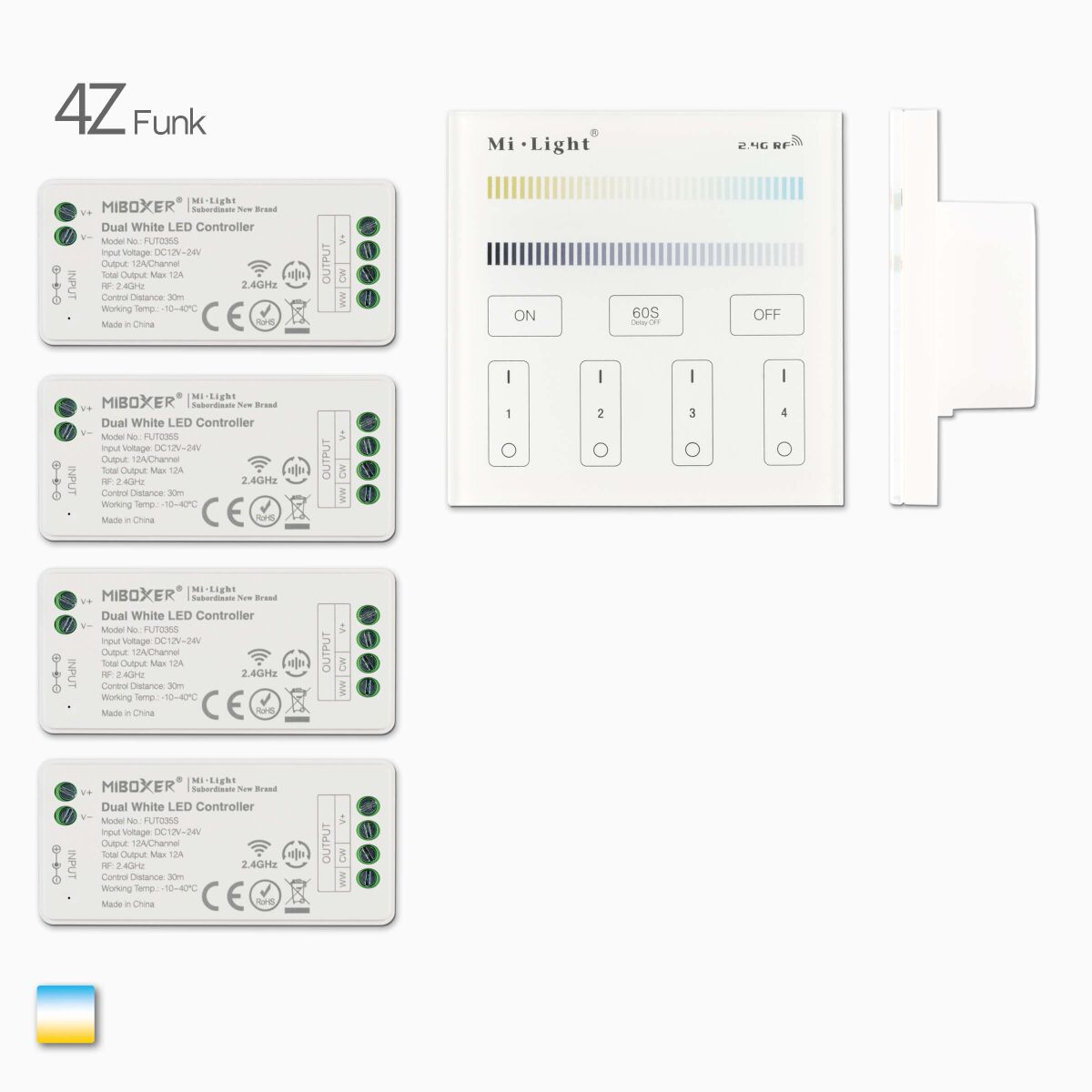 Funk-Wandsteuerung mit 4 Controller für CCT LED St, 101,99 €
