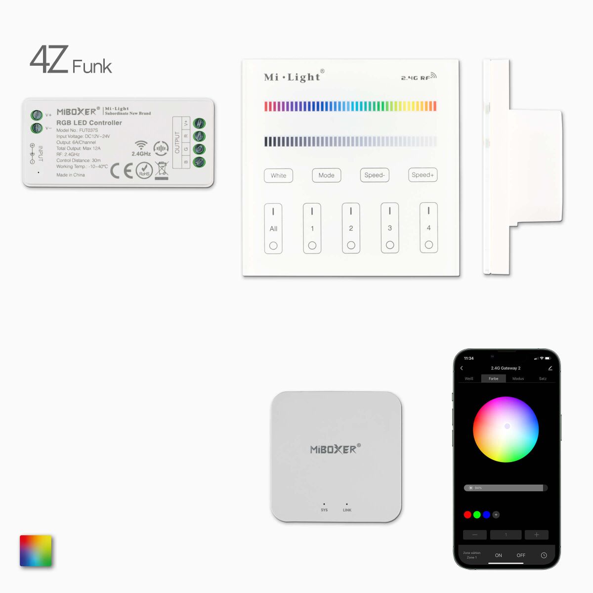 Funk und Wifi Controllerset mit 1 RGB LED Funk Emp, 87,98 €