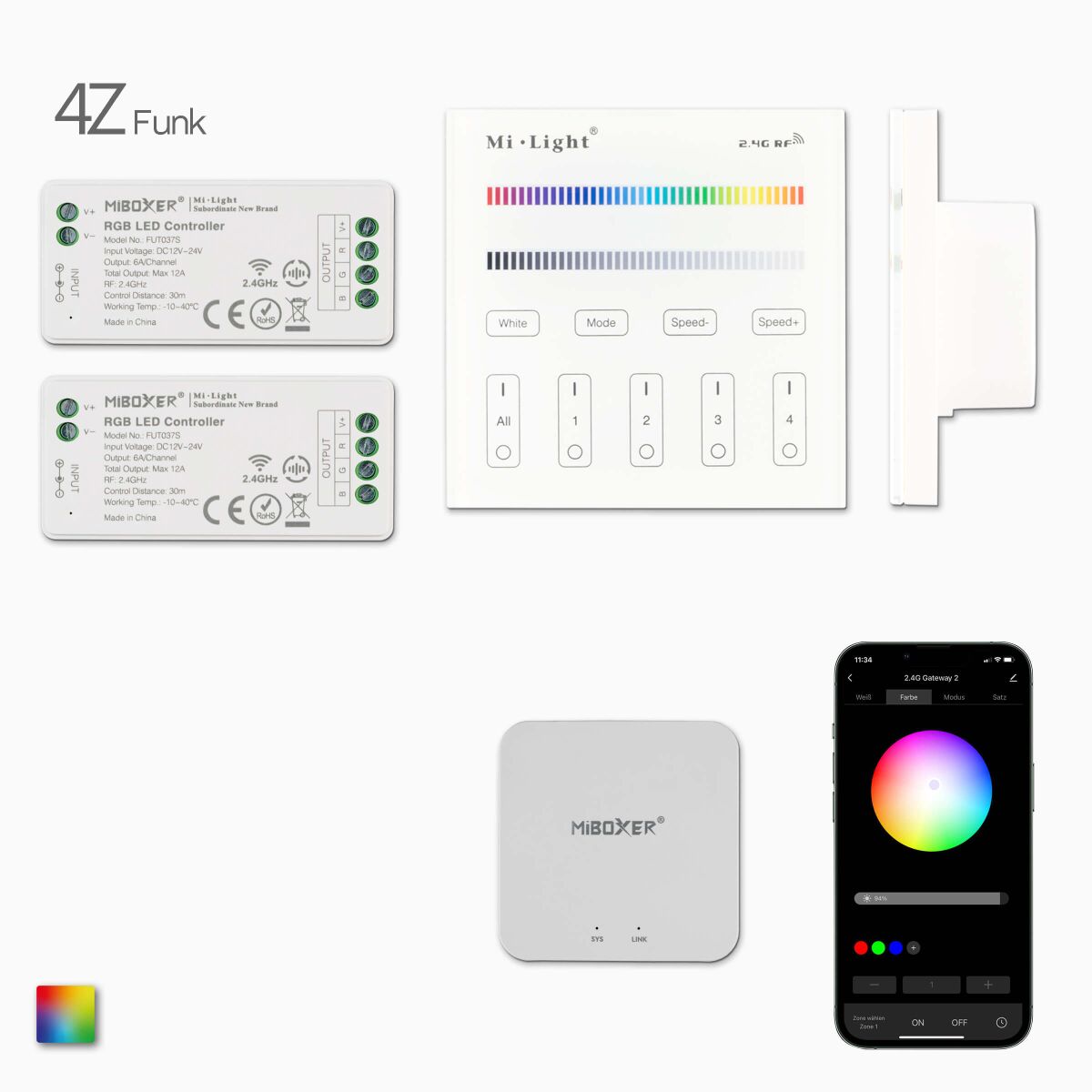 Funk und Wifi Controllerset mit 2 RGB LED Funk Emp, 105,98 €
