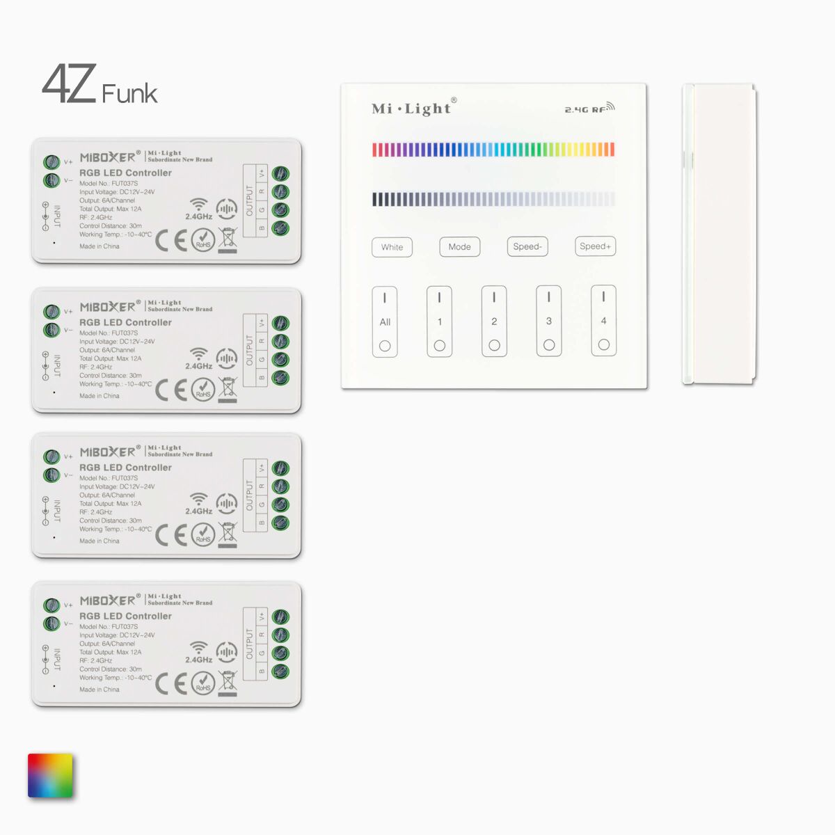 Funk Wandcontroller und 4 RGB LED Funk Empfänger, 101,99 €