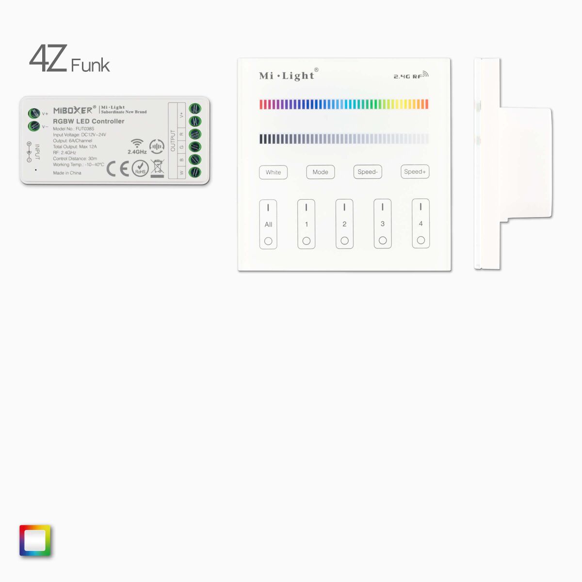 RGBW LED Wandsteuerung mit 1 RGBW LED Funk Empfäng, 47,99 €