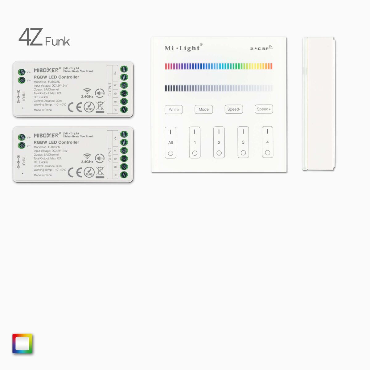 2 RGBW LED Funk-Controller und Funk Wandcontroller, 65,99 €