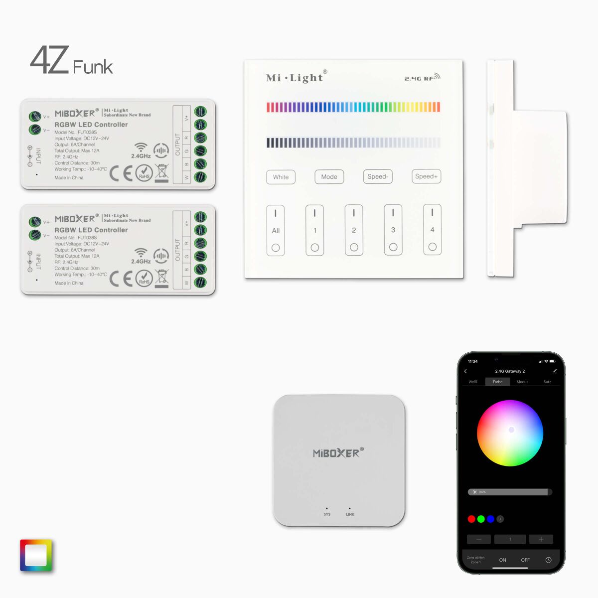 RGBW LED Steuerung über Funk und Wifi mit 2 Empfän, 105,98 €