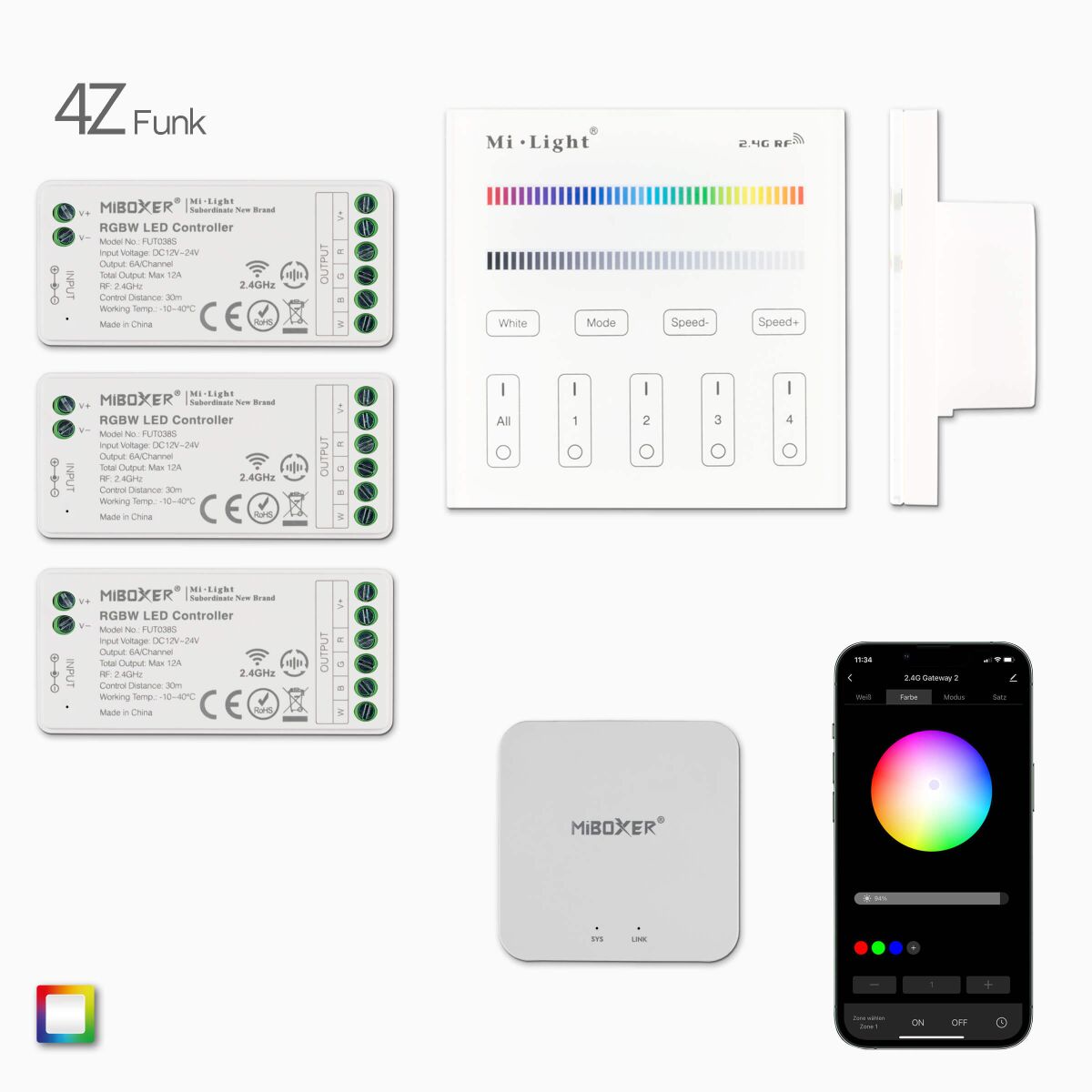 RGBW LED Steuerung über Funk und Wifi mit 3 Empfän, 123,98 €