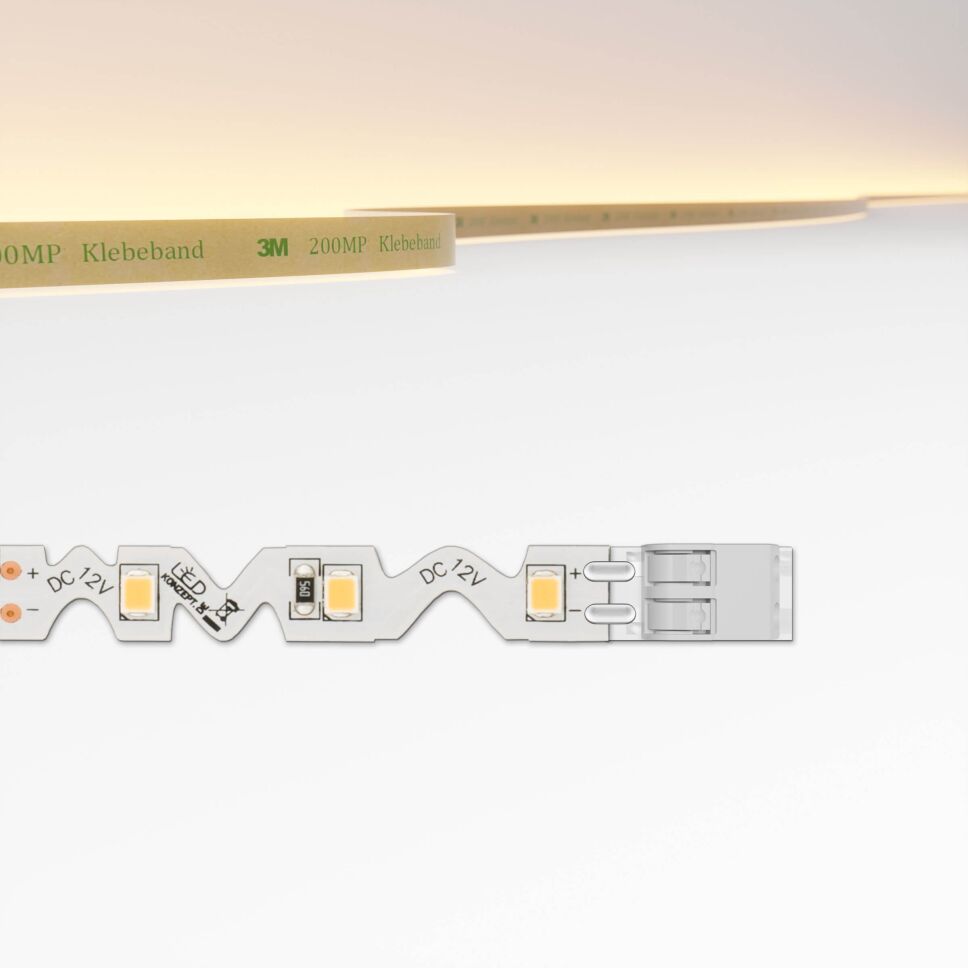 Produktbild vom Zick-Zack LED Streifen mit flexibler Leiterplatte, oben ist die Farbtemperatur des LED Streifens dargestellt