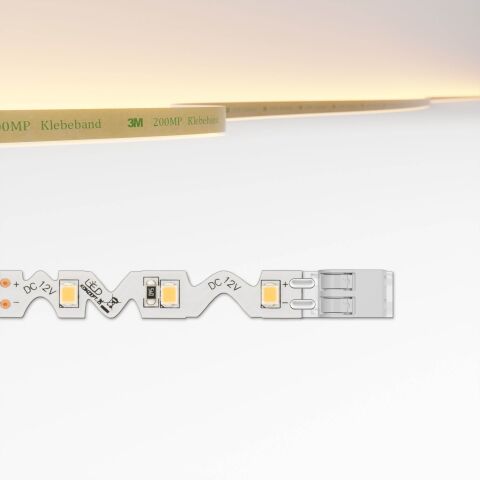 Produktbild vom Zick-Zack LED Streifen mit flexibler Leiterplatte, oben ist die Farbtemperatur des LED Streifens dargestellt