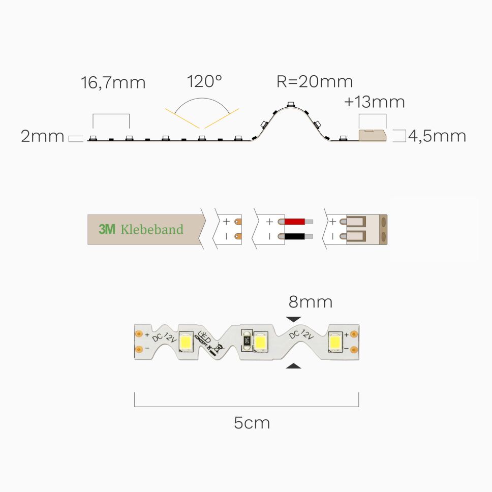 LED Streifen 12V KW mehrdimensional verbiegbar, 25, 42,50 €