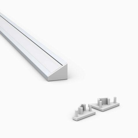 Endkappe in grau für LED Alu Profil E, Produktbild und Anwendungsbeispiel
