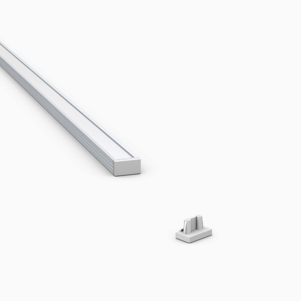 Endkappe in grau aus Kunststoff für das LED Alu Profil S