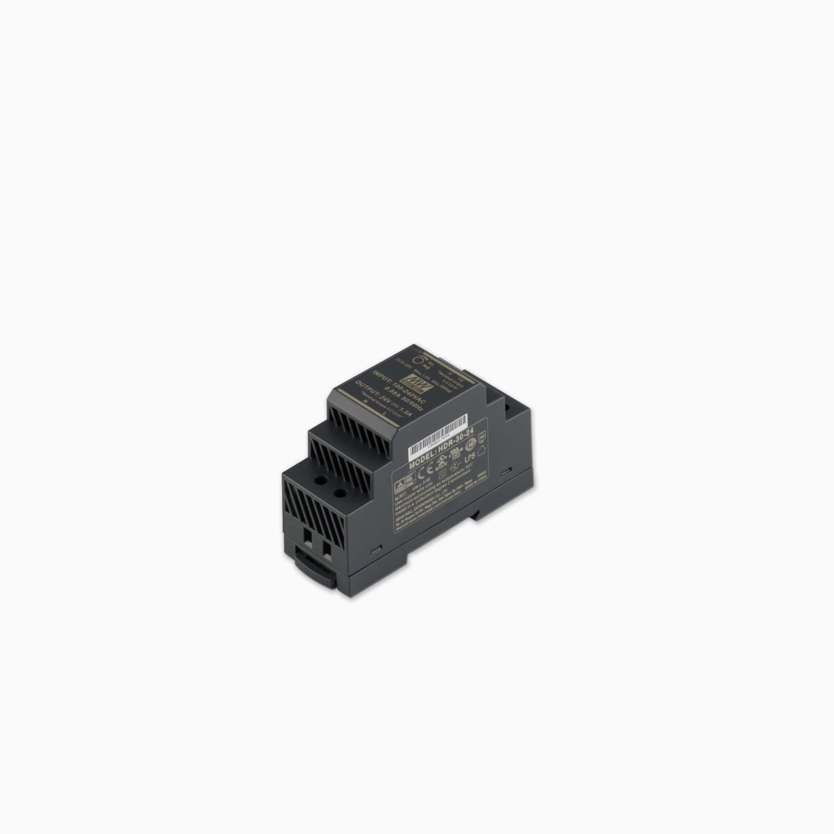 schwarzes DIN Hutschienen-Netzteil, MeanWell HDR-3, 22,99 €