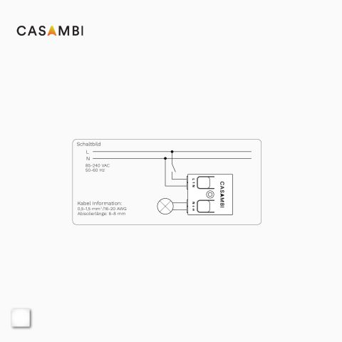 Technische Zeichnung vom CASAMBI CBU-TED mit Bemaßung