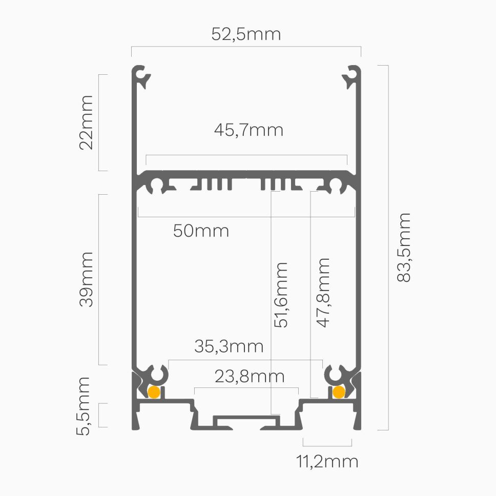 LED Alu Profil DES mit Raum für Netzteil, ohne Abd, 22,50 €