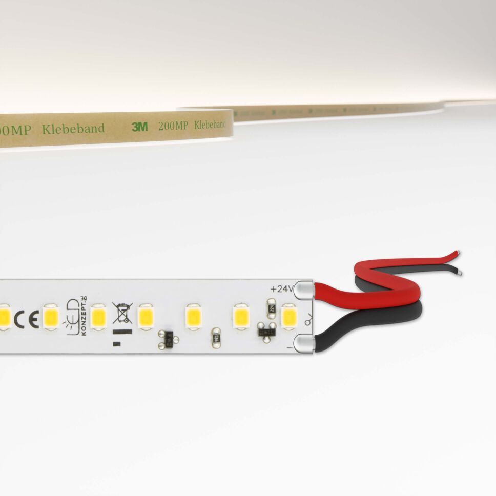 High Power LED Streifen mit dichter Bestückung und 12mm breiter Leiterplatte, technische Zeichnung ist oben im Bild