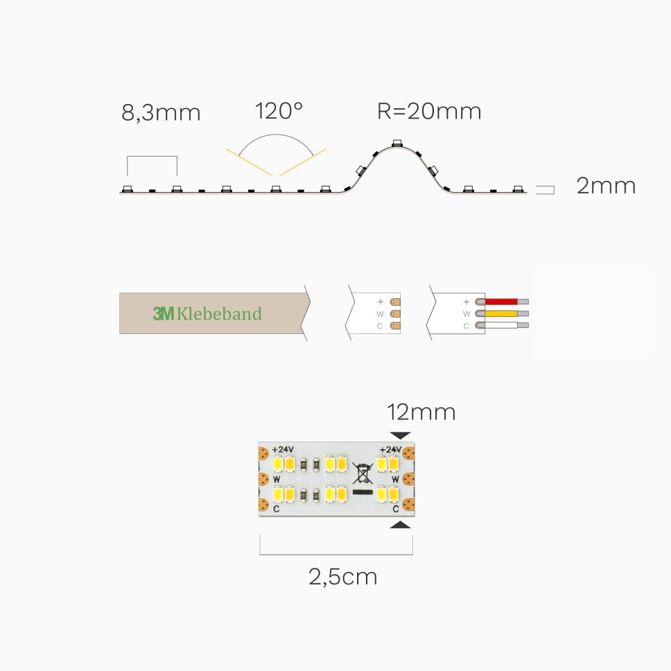 brilliant hell leuchtender CCT LED Strip, tunable , 105,00 €
