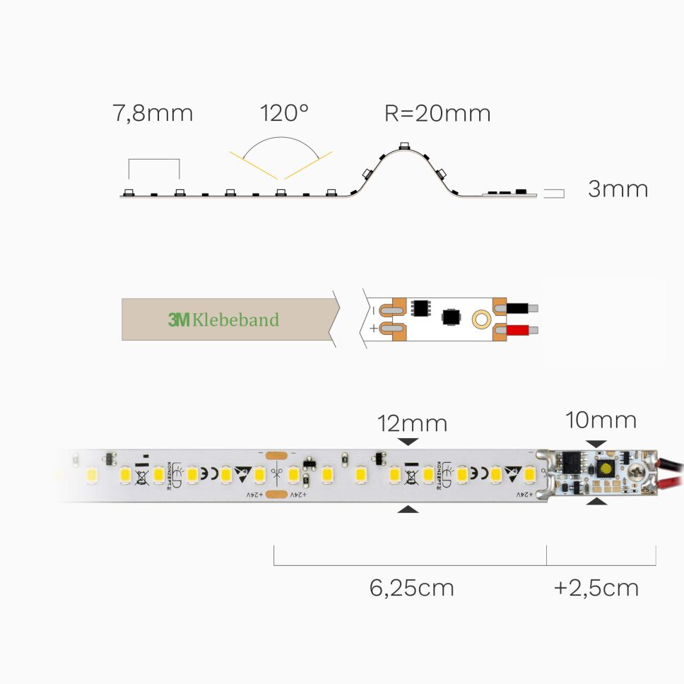 High Power LED Streifen, 3800 lm/m, EEK D mit Dimm, 37,30 €