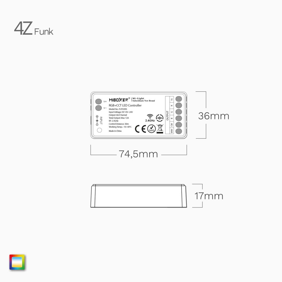 RGB-CCT LED Funk Fernbedienung und 1 Funk Empfänge, 37,90 €